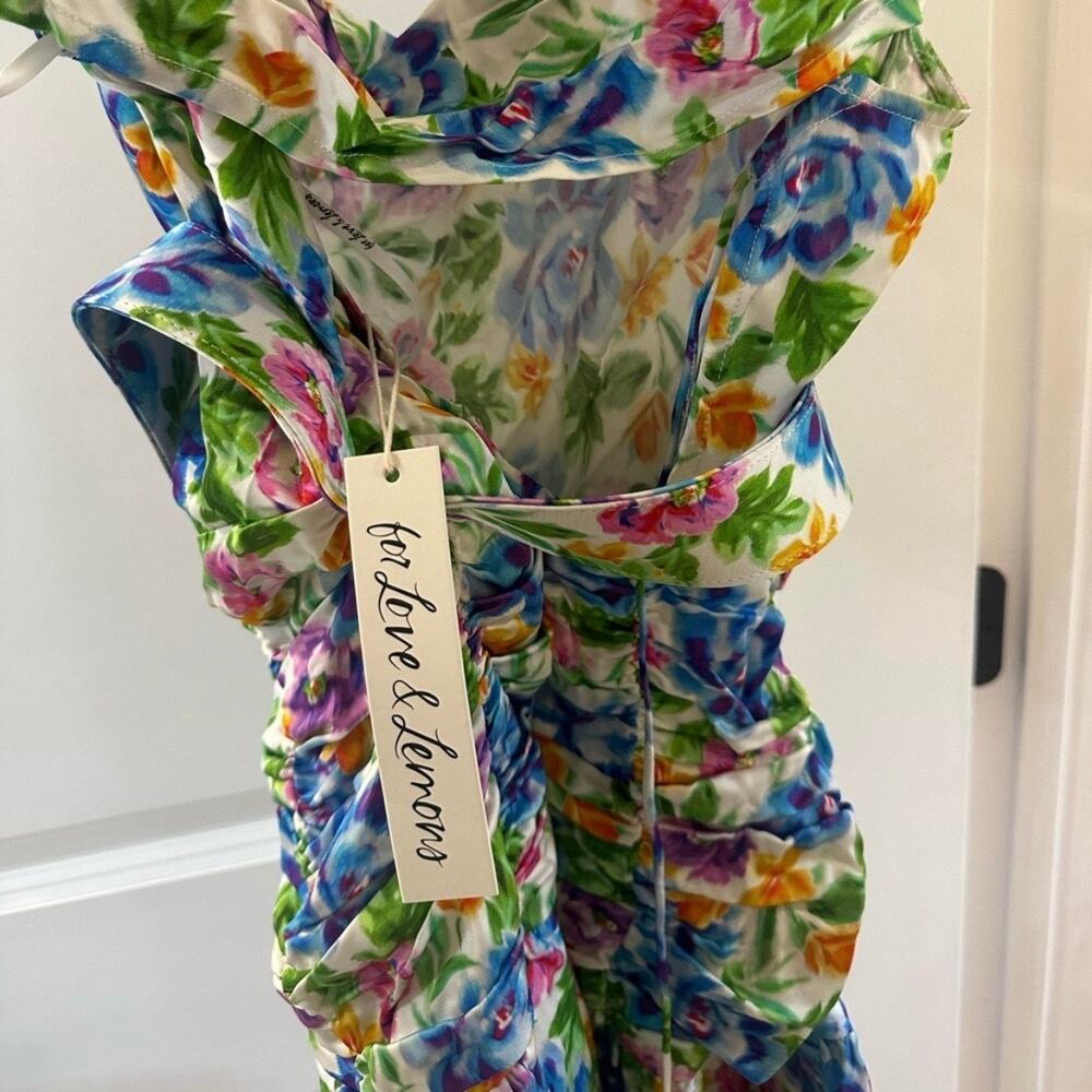 For Love & Lemons Miranda Vibrant Bright Floral Mini Dress with Belt NEW MEDIUM - Picture 4 of 7